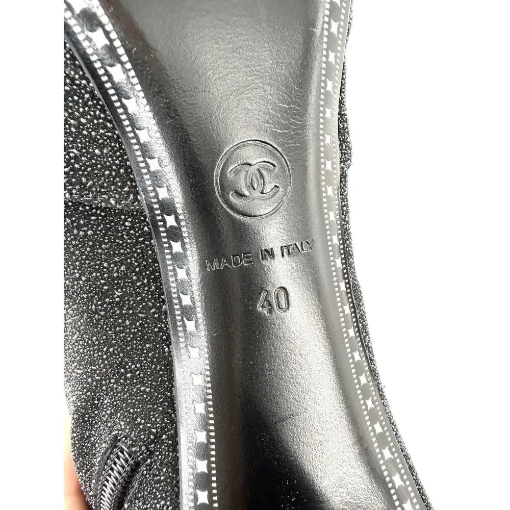 Chanel Bootie EU 40 US 10 Black Gray Leather Sparkle Platform Ankle Boots